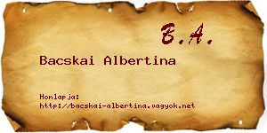 Bacskai Albertina névjegykártya